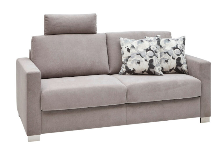 graues Schlafsofa in Sitzposition